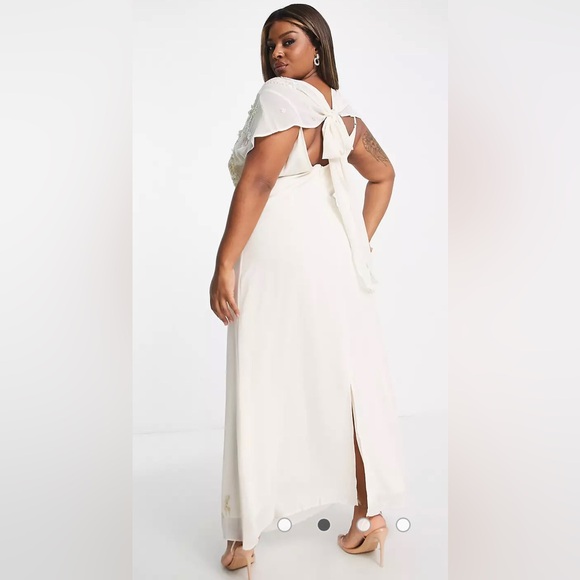 HOPE & IVY | Tie-Back Embroidered Maxi Dress in Ivory sz 14 - Picture 3 of 3